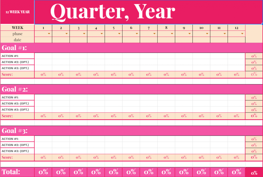 12-week year planning sheet